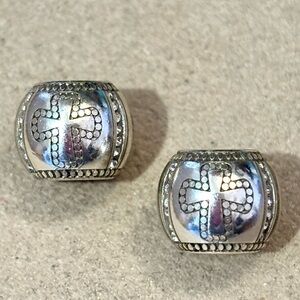 Two 🆕 Brighton Sweet Cross beads in silver Dotted design Crystal lines Retired